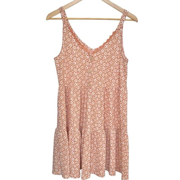 Blu Pepper Sleeveless V-Neck Orange Pattern Airy Babydoll Dress. Medium. NWOT. - Picture 2 of 7